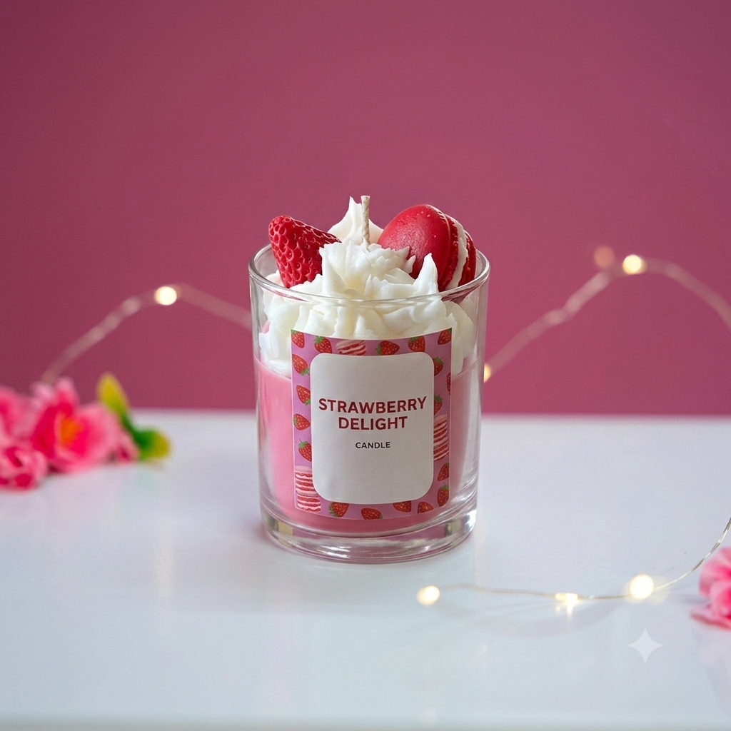 🍓 Strawberry Macaron Scented Candle