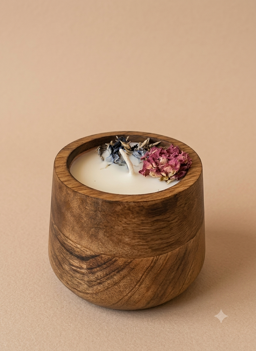 🌿 Handcrafted Wooden Bowl Scented Candle
