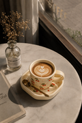 Cherry Ceramic Mug and Square Saucer Set