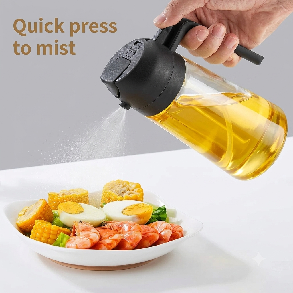 3-in-1 Oil Dispenser & Sprayer – Leak-Proof Kitchen Oil Bottle