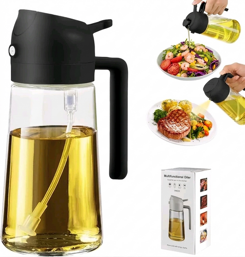 3-in-1 Oil Dispenser & Sprayer – Leak-Proof Kitchen Oil Bottle